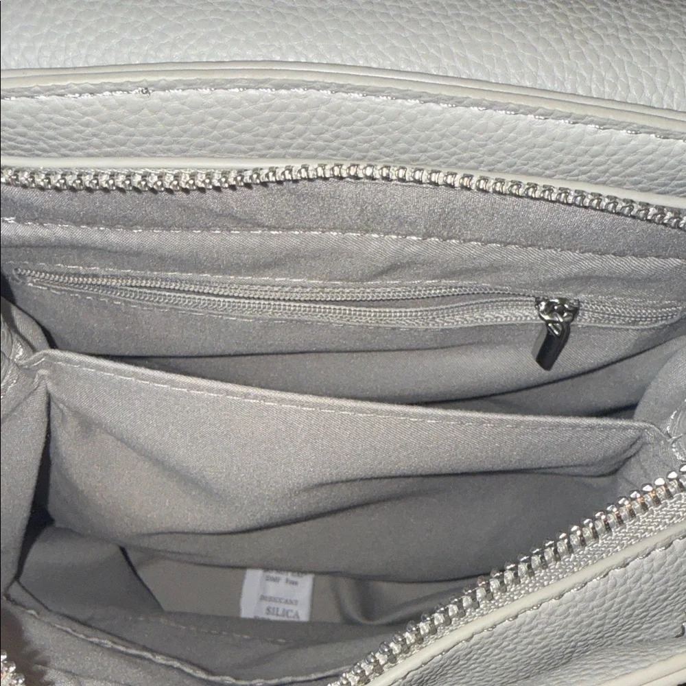 London Skye Gray Faux Leather Mini Backpack Top Handle NWT‎